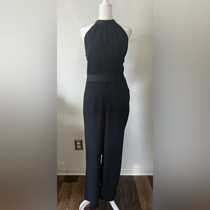 Talbots Satin Crepe Black Halter Jumpsuit